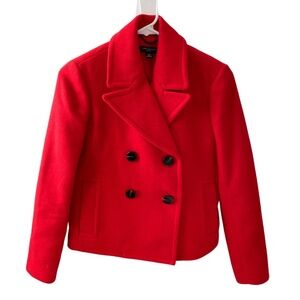 Ann Taylor Petite Double-Breasted Red Peacoat | Size XXSP | Like New